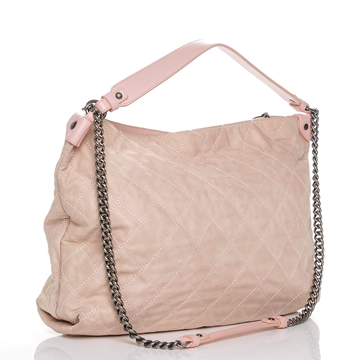 Iridescent Calfskin Quilted Coco Daily Hobo Rose Clair
