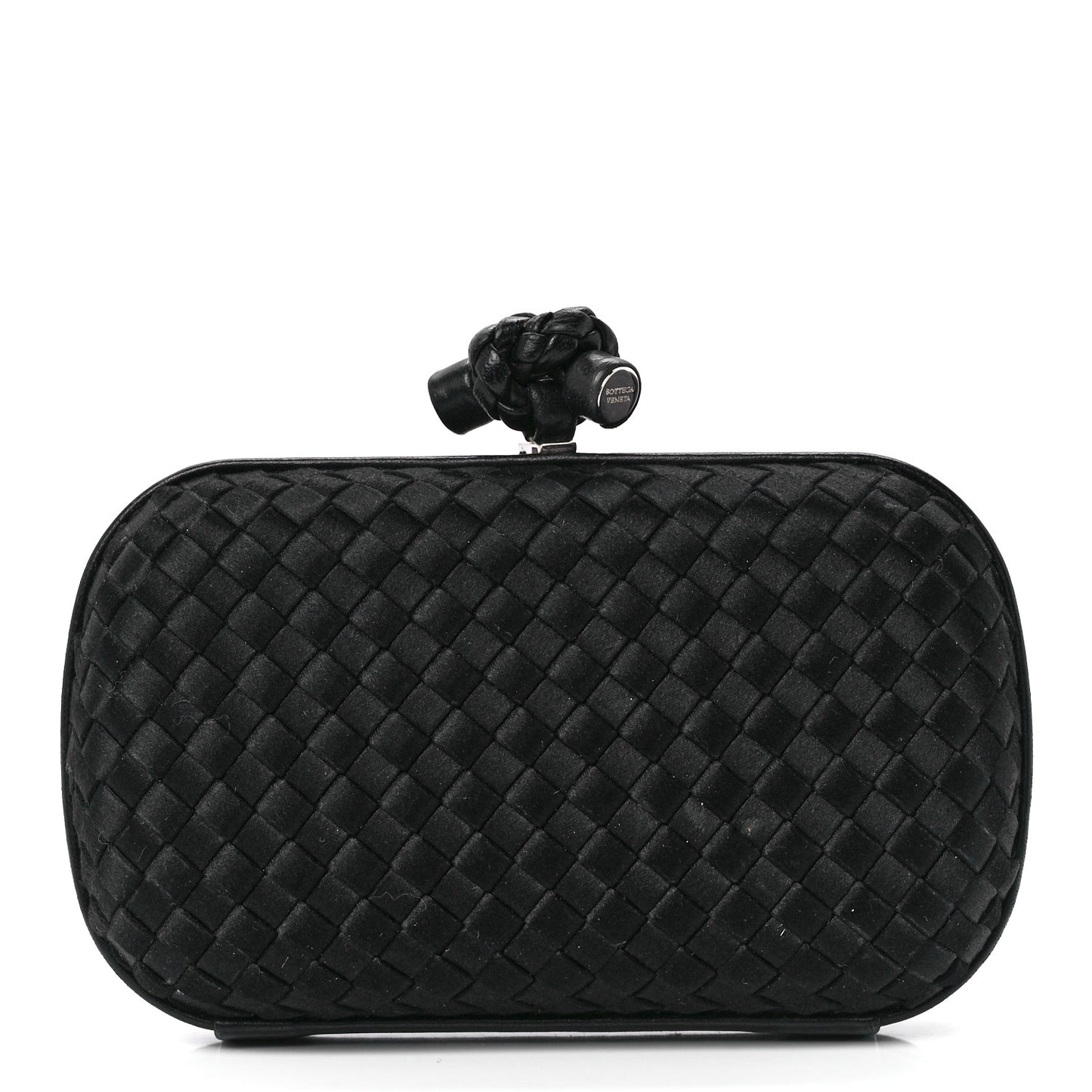 Satin Intreccio Impero Knot Clutch Black