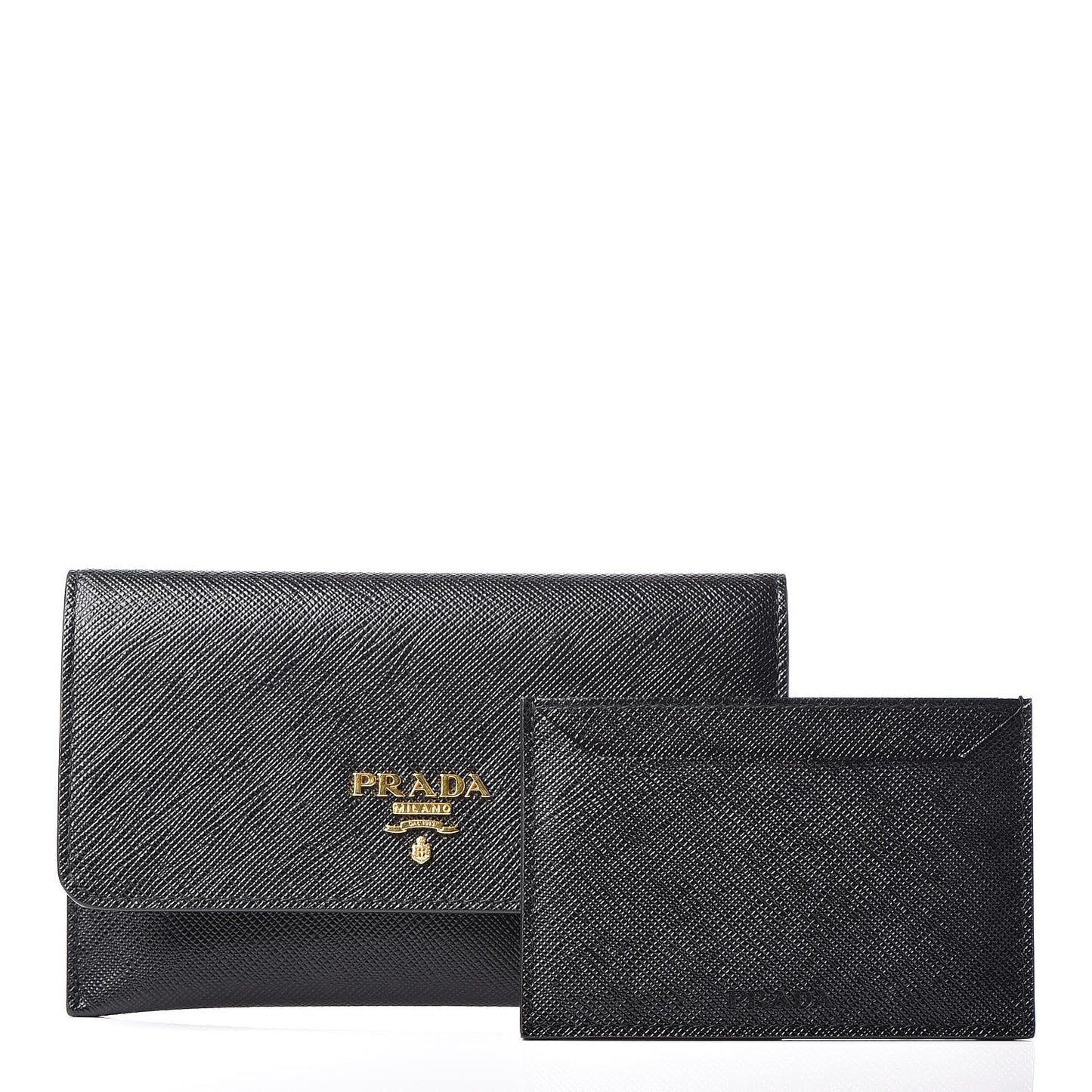 Saffiano Metal Flap Wallet Black