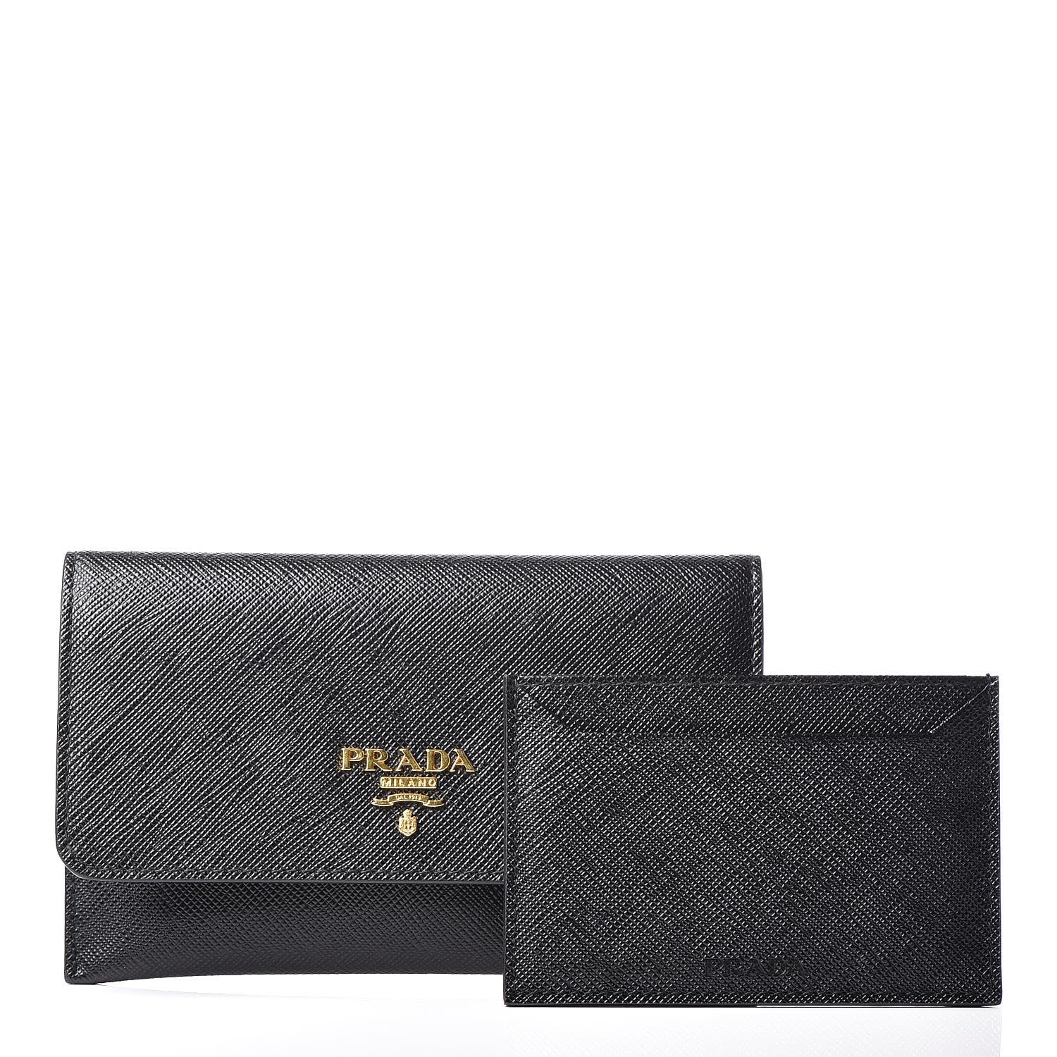 Prada Saffiano Metal Flap Wallet Black 3 of 9