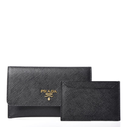 Prada Saffiano Metal Flap Wallet Black 3 of 9
