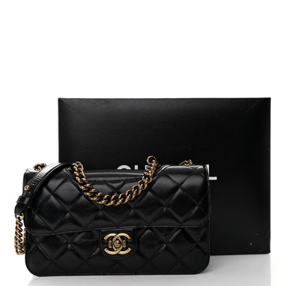 Chanel Glazed Calfskin Quilted Large Perfect Edge Flap Black 11 of 11