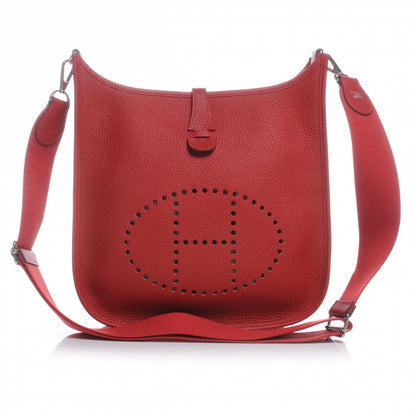 Hermes Taurillon Clemence Evelyne III PM Rouge Casaque 1 of 8