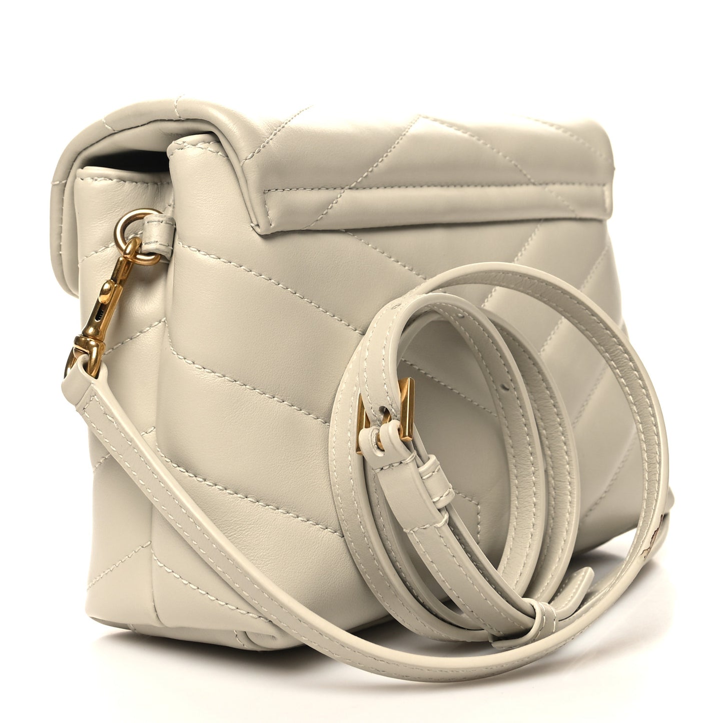 Calfskin Y Quilted Monogram Toy Loulou Crossbody Bag Blanc Vintage