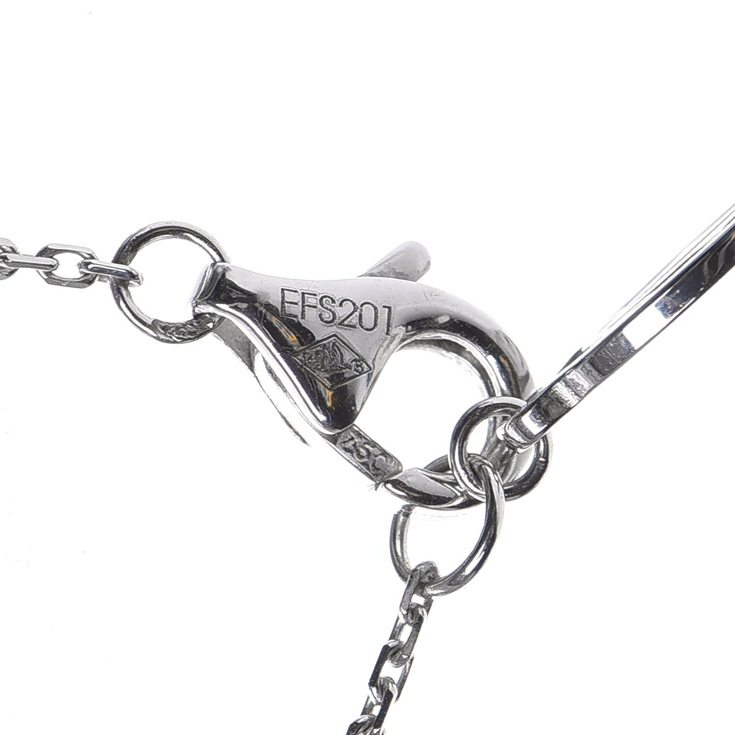 18K White Gold Diamond Symbols Cross Pendant Necklace