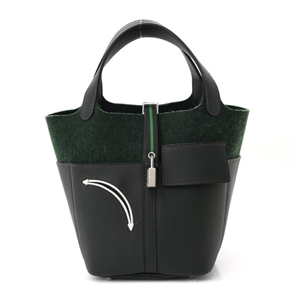 Hermes Wool Felt Swift Go Team Picotin Lock 18  Vert Fonce Vert Anglais Vert Cactus New White 1 of 11