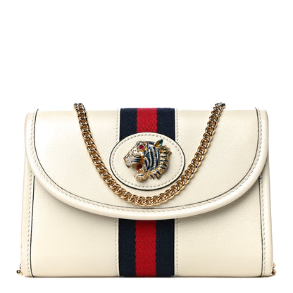 Gucci Textured Calfskin Web Mini Rajah Slim Flap Shoulder Bag Mystic White 1 of 12
