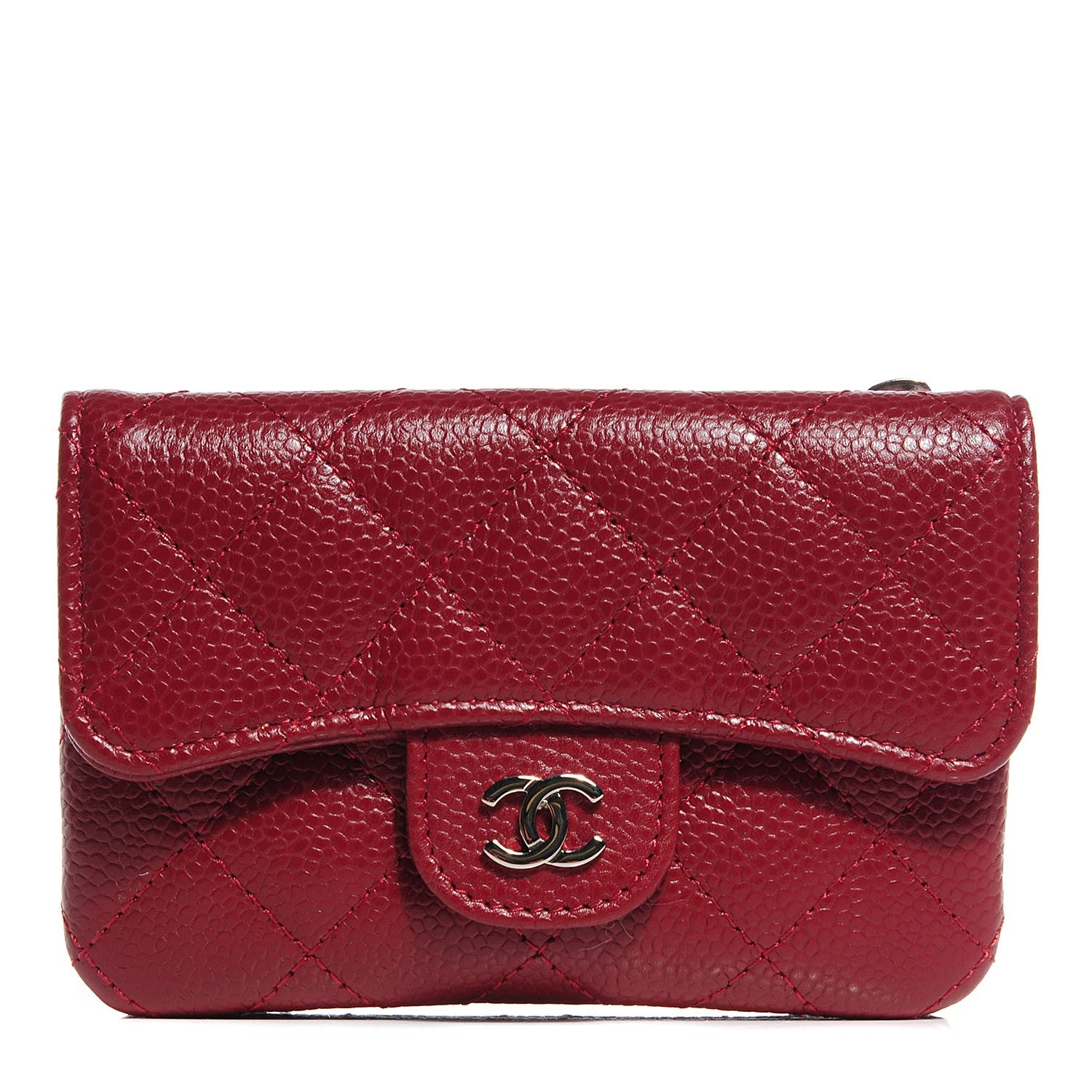 Chanel Caviar Quilted Coin Purse Dark Red 1 of 10