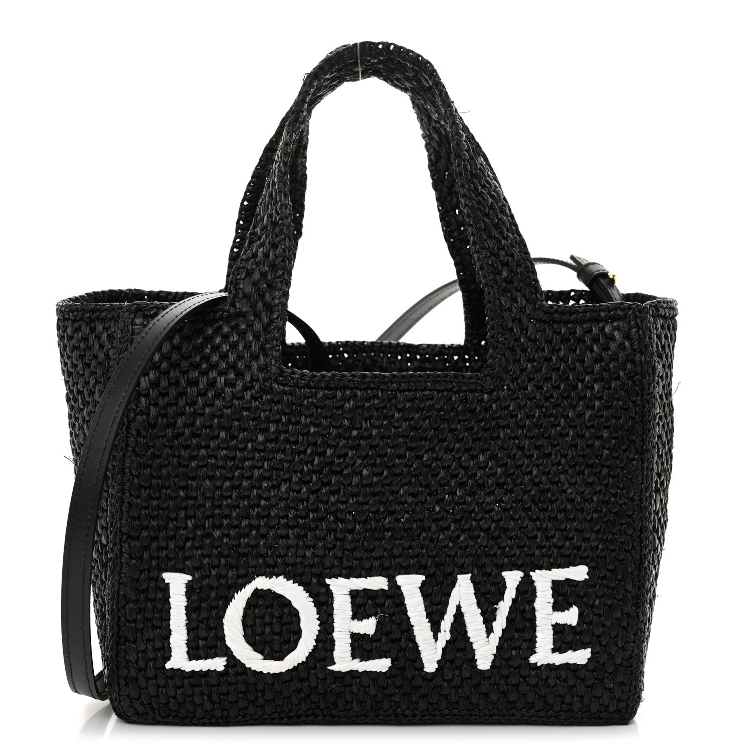 Loewe Raffia Small Paula's Ibiza Logo Tote Black White 1 of 11
