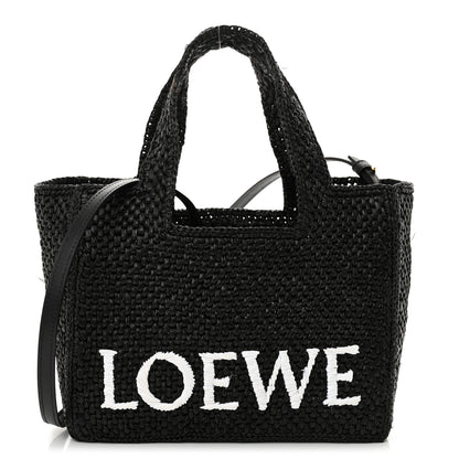 Loewe Raffia Small Paula's Ibiza Logo Tote Black White 1 of 11