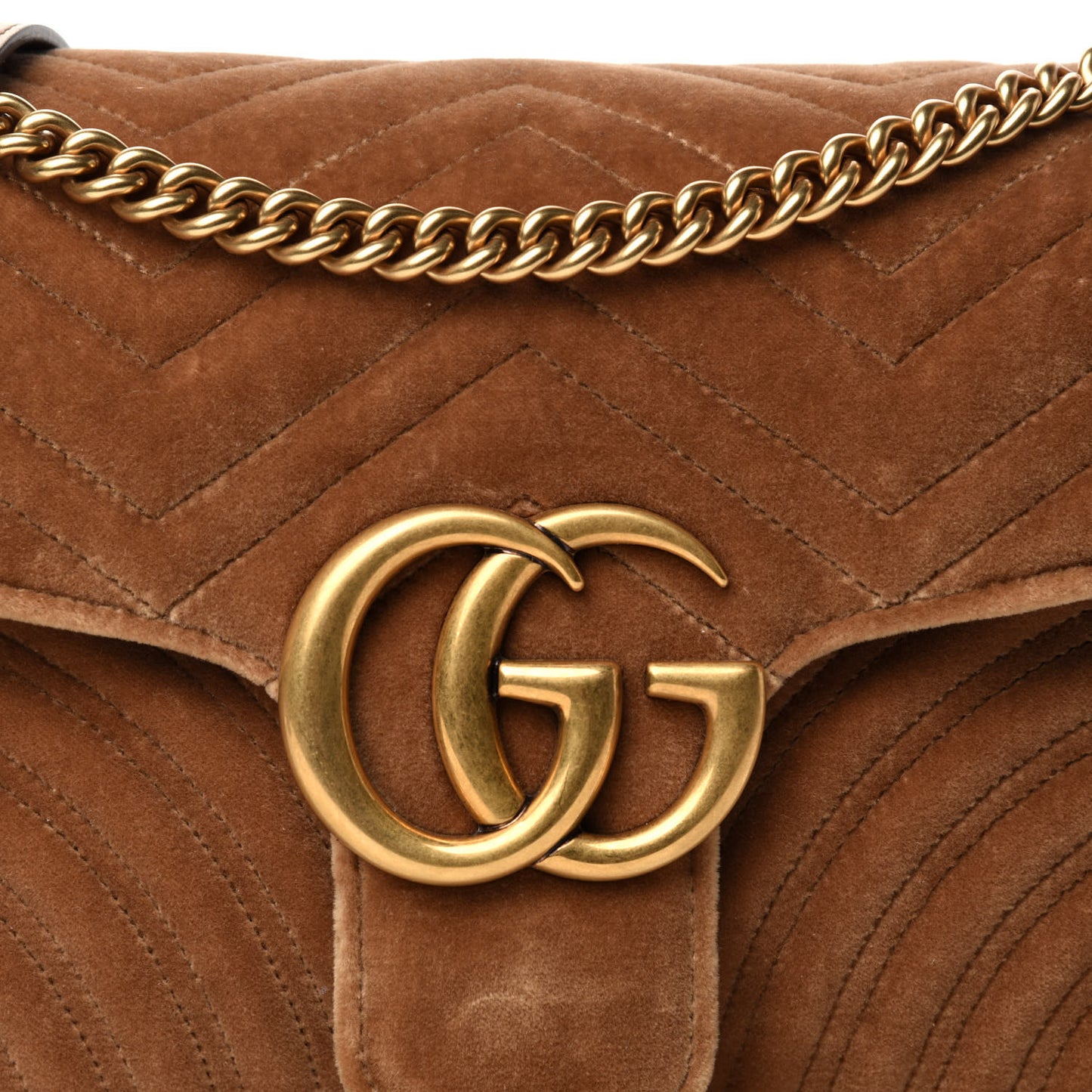 Velvet Matelasse Medium GG Marmont Shoulder Bag Taupe
