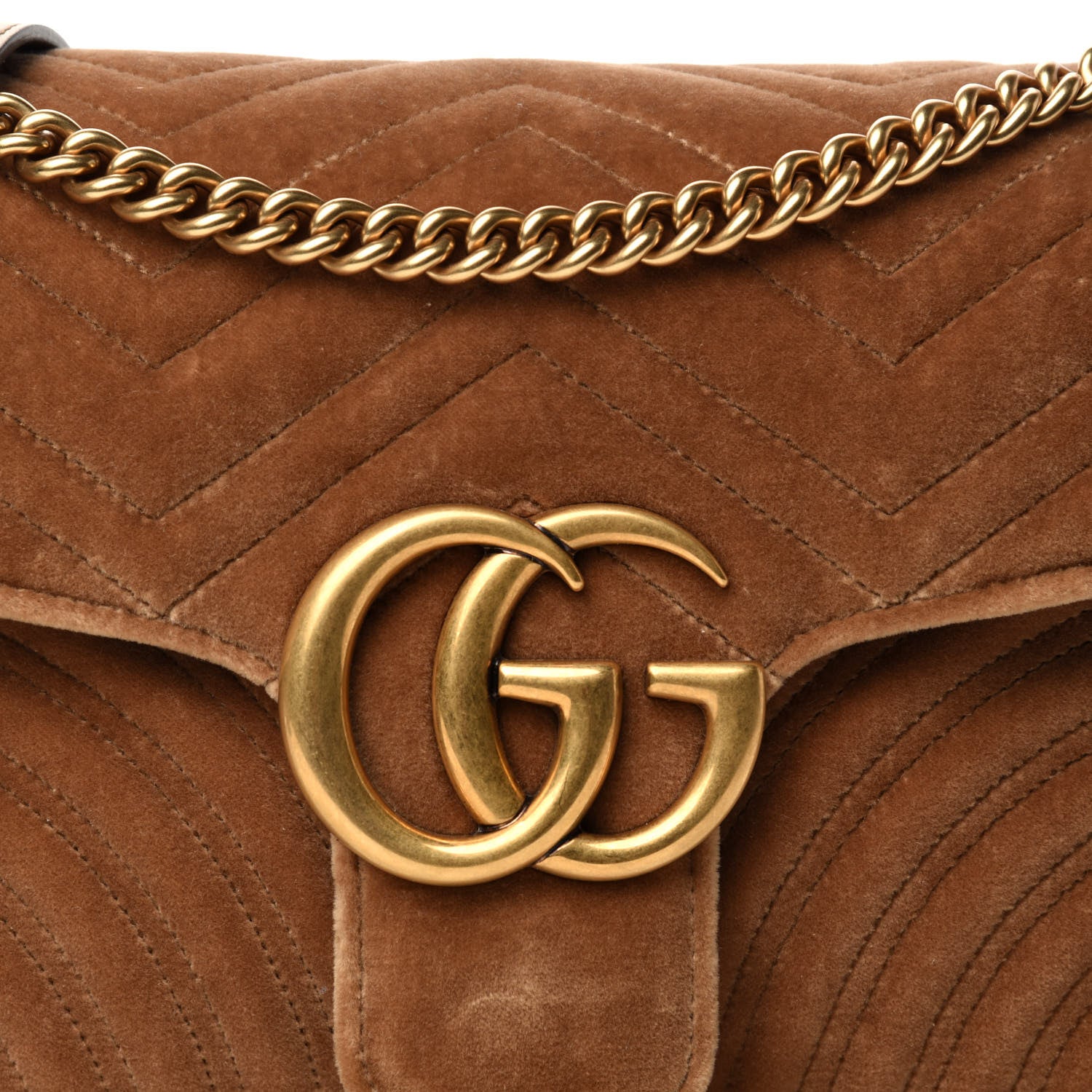 Gucci Velvet Matelasse Medium GG Marmont Shoulder Bag Taupe 11 of 11