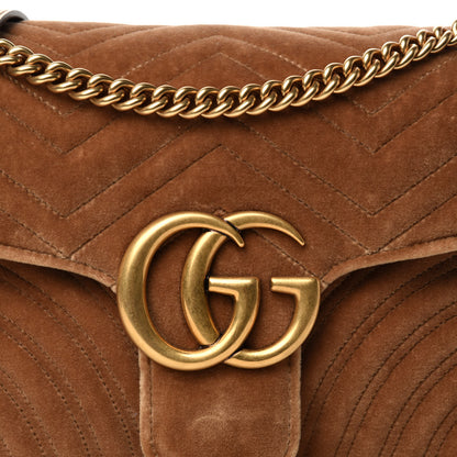 Gucci Velvet Matelasse Medium GG Marmont Shoulder Bag Taupe 11 of 11