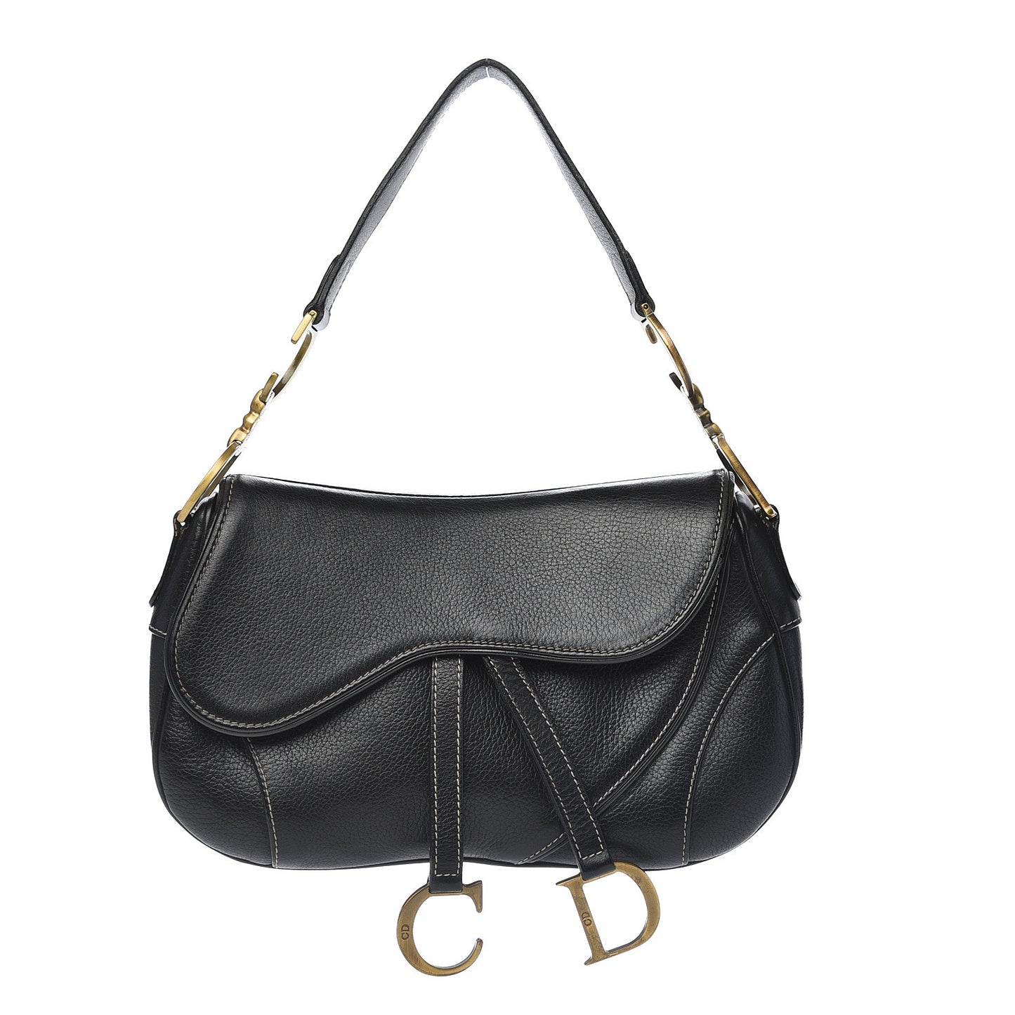 Calfskin Double Saddle Bag Black