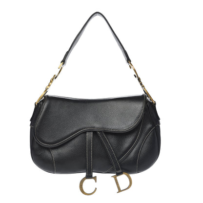 Christian Dior Calfskin Double Saddle Bag Black 1 of 14