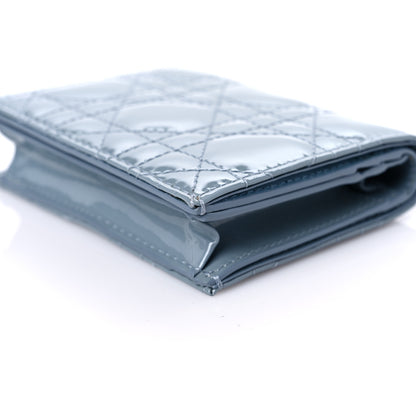 Christian Dior Patent Cannage Mini Lady Dior Wallet Gray Stone 10 of 12