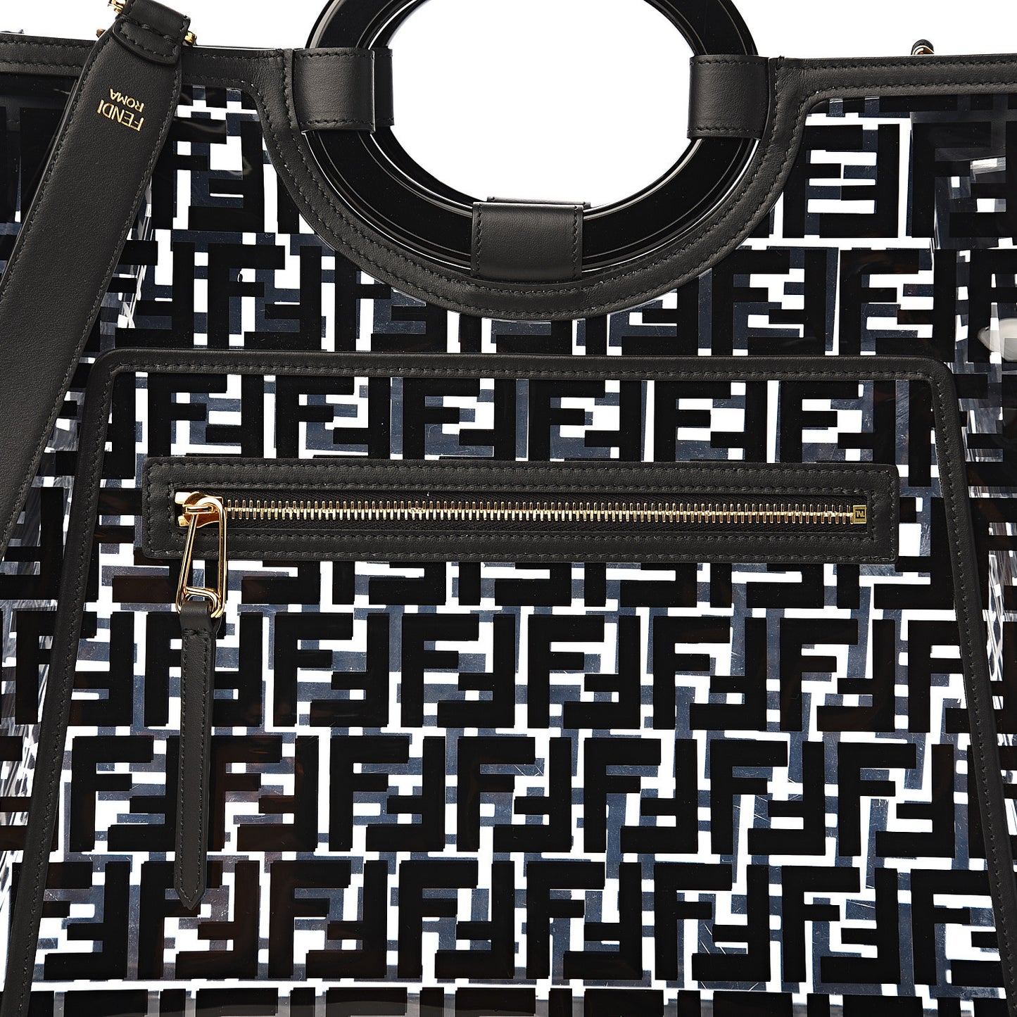 TPU FF Vitello Century Plexiglass Medium Runaway Shopper Tote Black