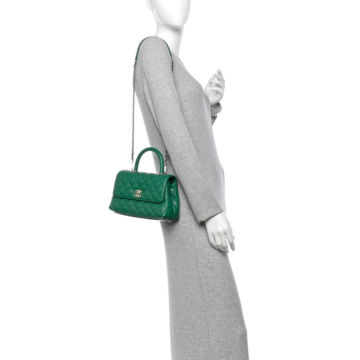 Chanel Caviar Quilted Mini Coco Handle Flap Green 2 of 11