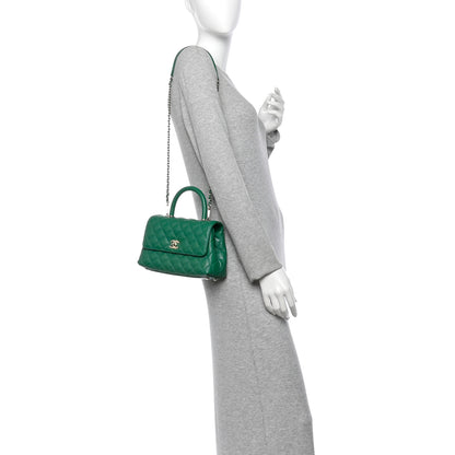 Chanel Caviar Quilted Mini Coco Handle Flap Green 2 of 11