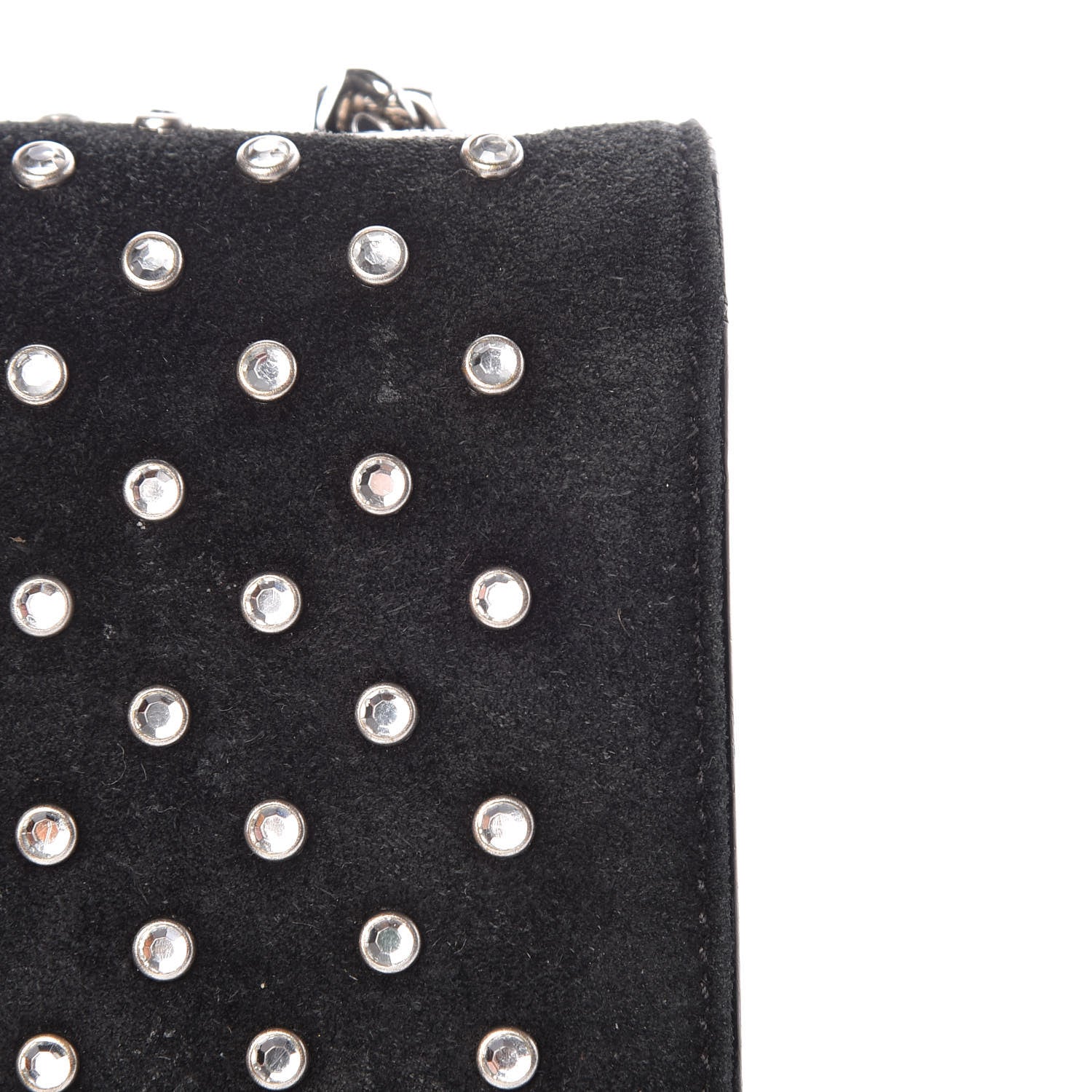 Saint Laurent Suede Crystal Studded Small Classic Monogram Kate Tassel Satchel Black 14 of 16