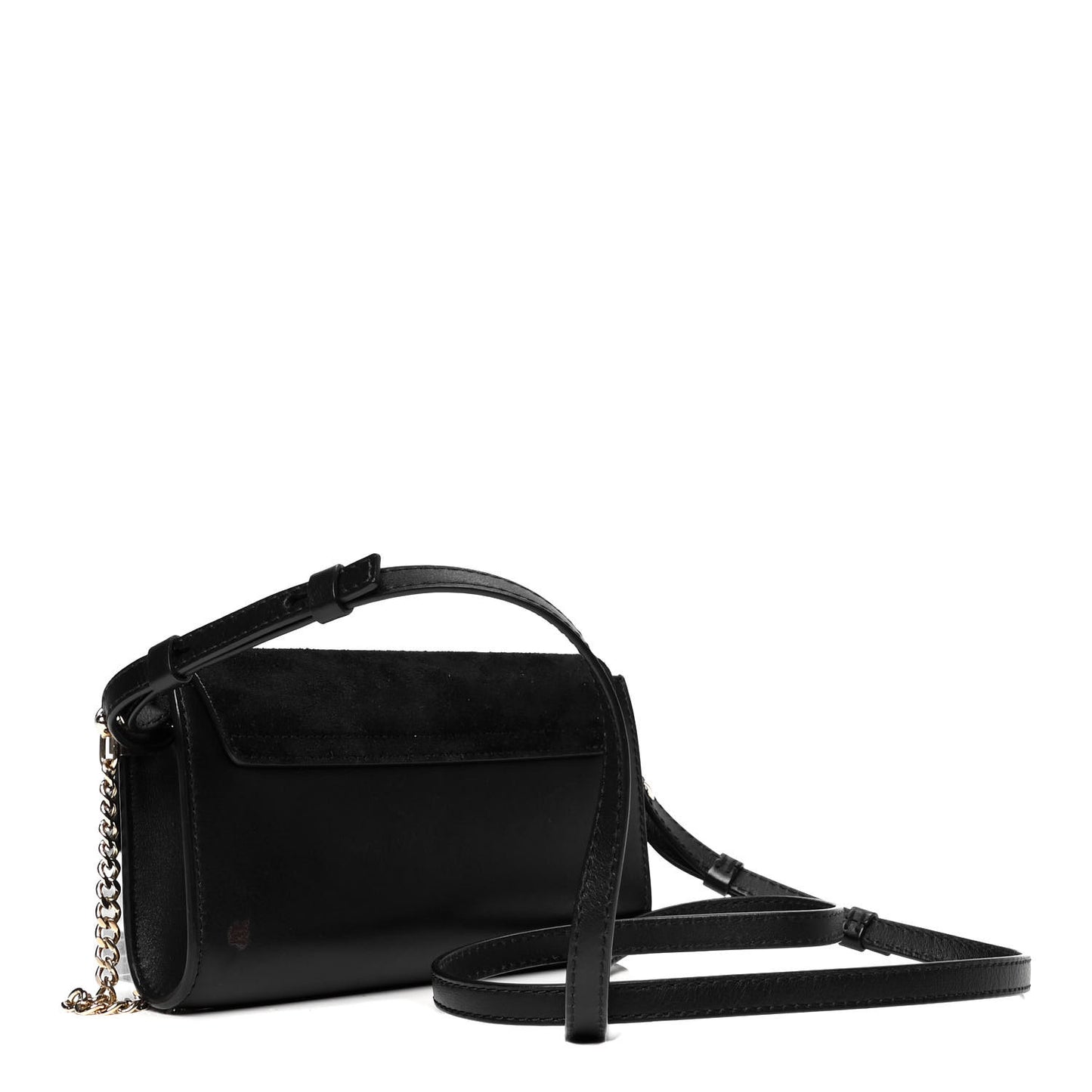 Suede Calfskin Mini Faye Shoulder Bag Black