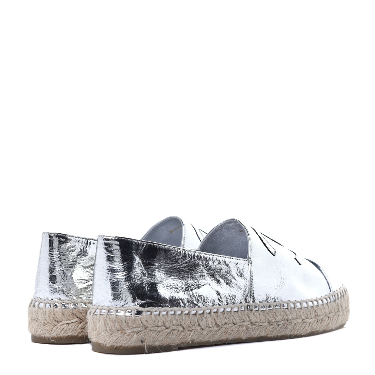 Laminated Goatskin CC Espadrilles 38 Silver