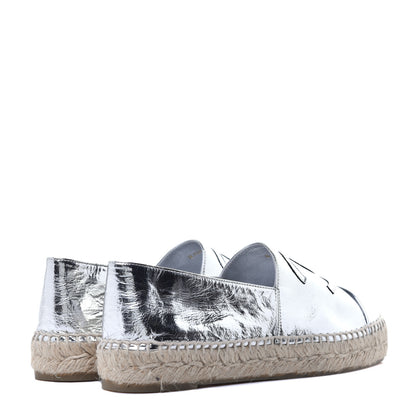Chanel Laminated Goatskin CC Espadrilles 38 Silver 4 of 10