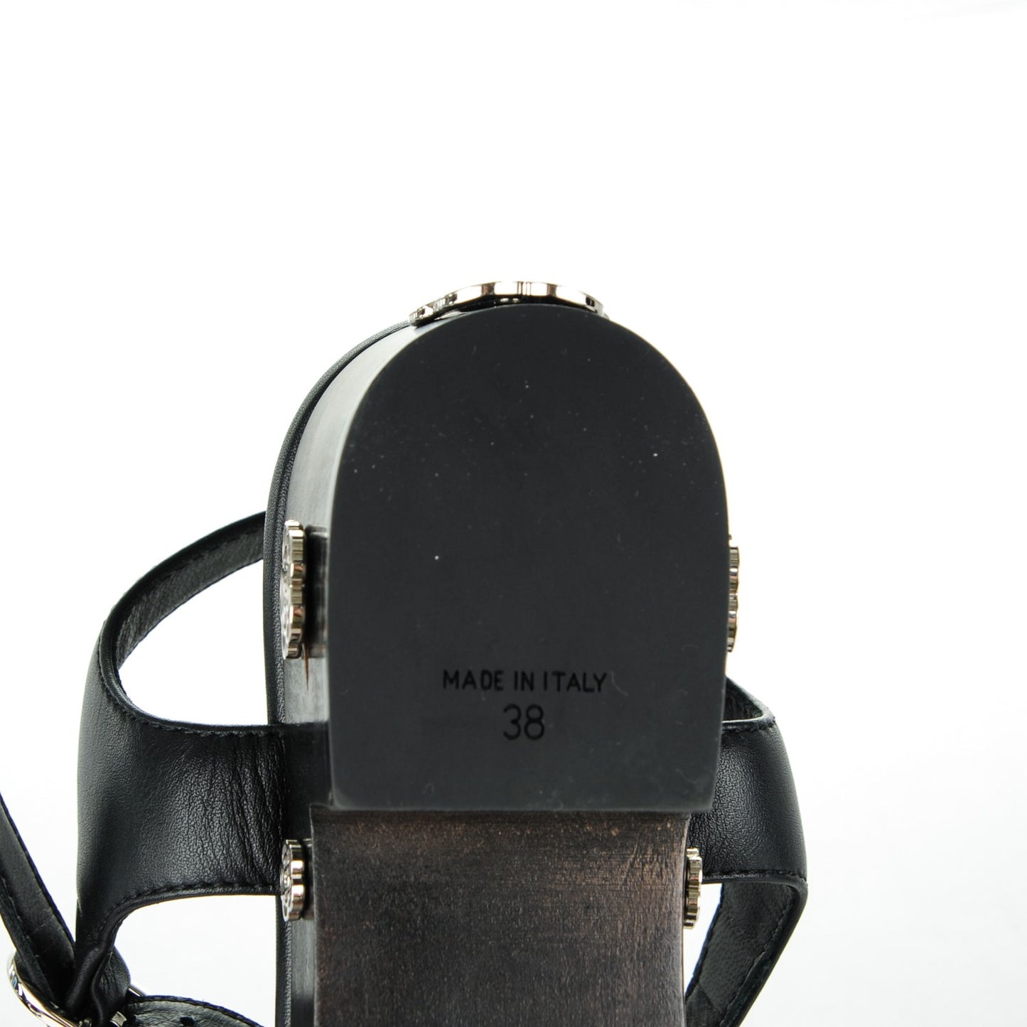 Calfskin Camellia Platform Sandals 38 Black