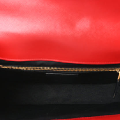 Saint Laurent Grain De Poudre Matelasse Chevron Large Monogram Satchel Lipstick Red 5 of 10