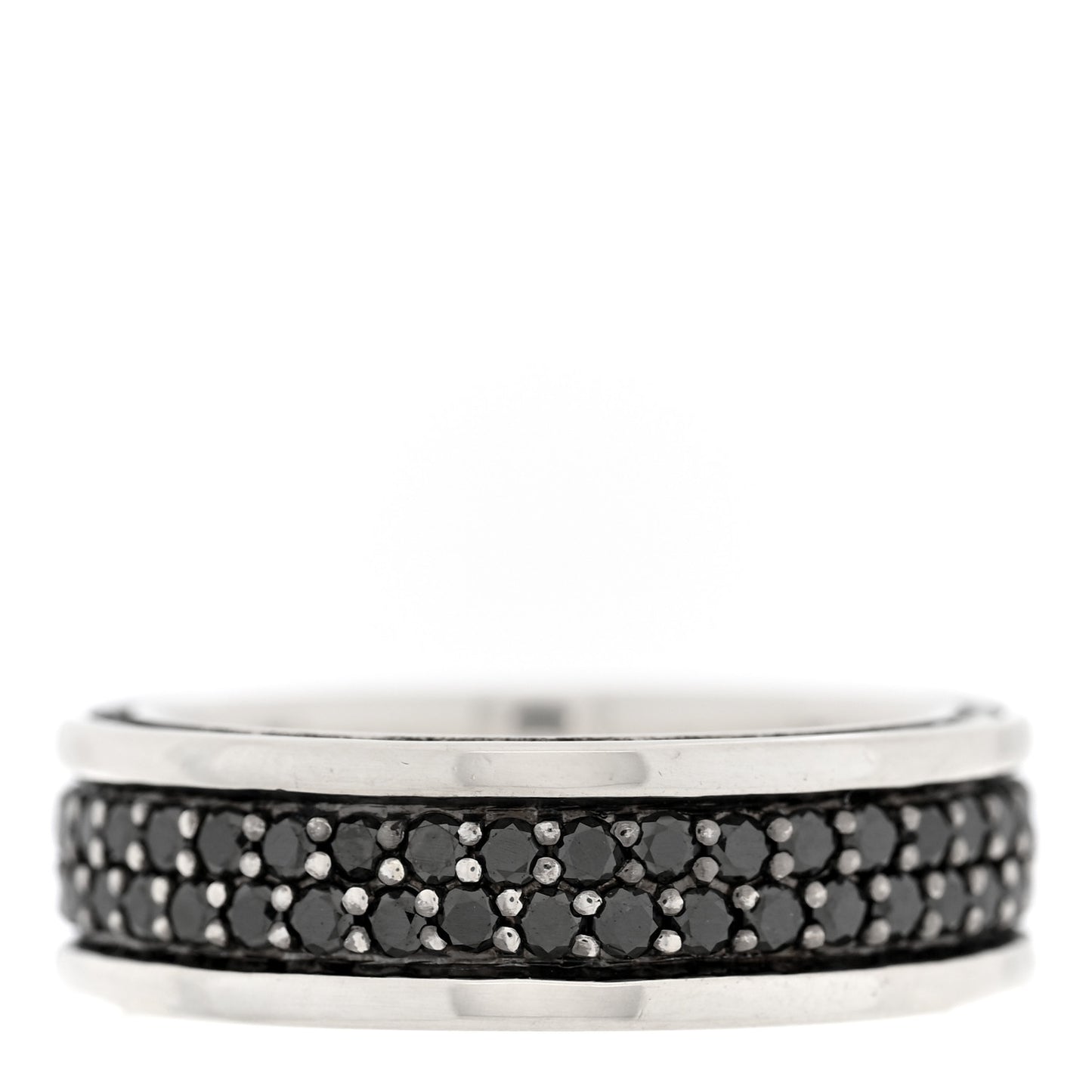Sterling Silver Black Diamond Streamline Two-Row Band Ring