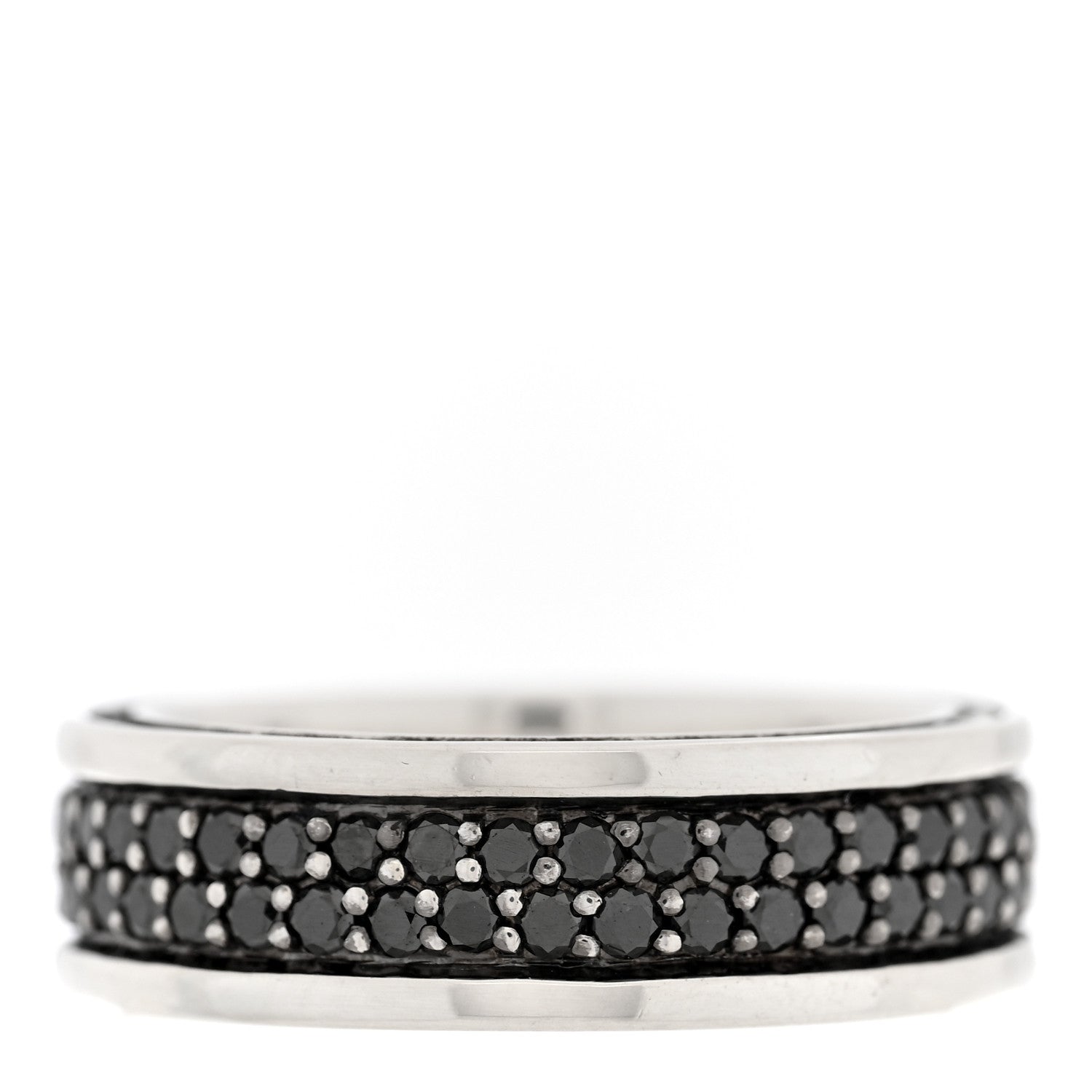 David Yurman Sterling Silver Black Diamond Streamline Two-Row Band Ring 1 of 5