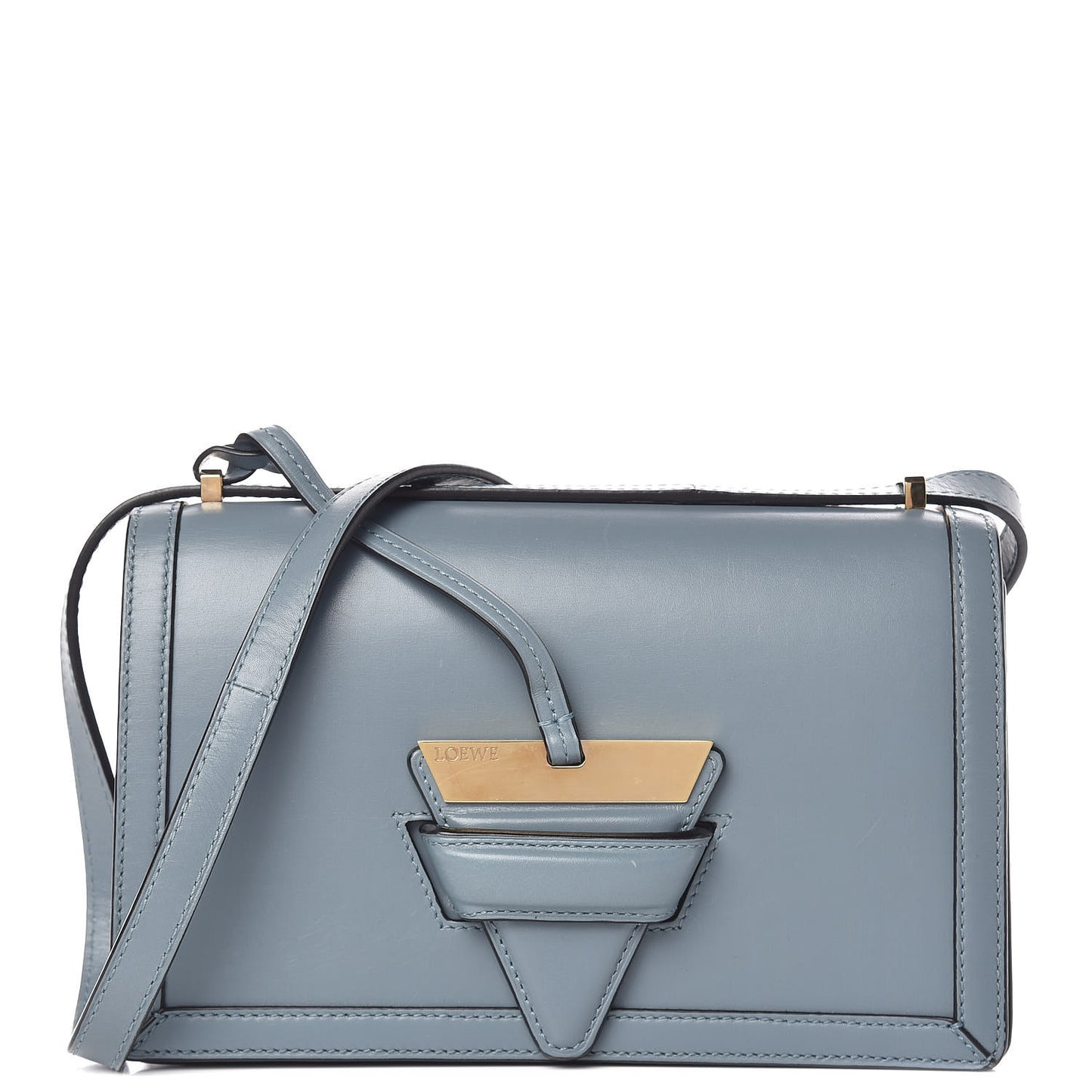 Calfskin Medium Barcelona Shoulder Bag Stone Blue