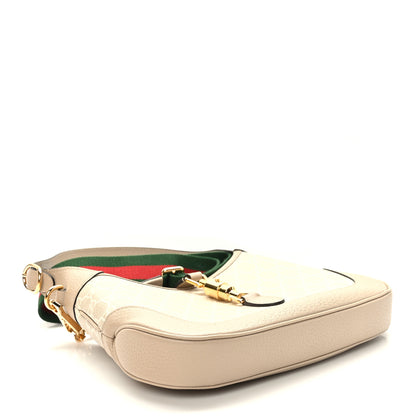 Gucci GG Supreme Monogram Textured Dollar Calfskin Web Small Jackie 1961 Hobo Beige Mystic White Oatmeal 4 of 11
