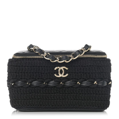 Chanel Lambskin Crochet Quilted Small Vanity Case With Chain Black 1 of 11