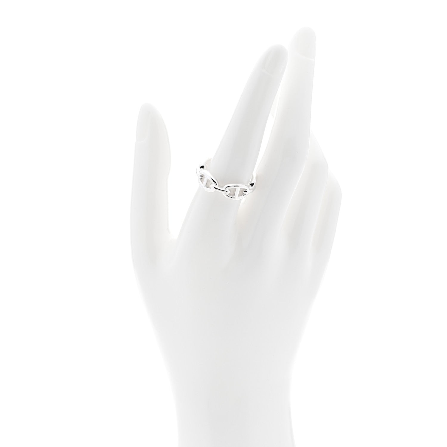 Hermes Sterling Silver PM Chaine d'Ancre Enchainee Band Ring 57 8 2 of 9
