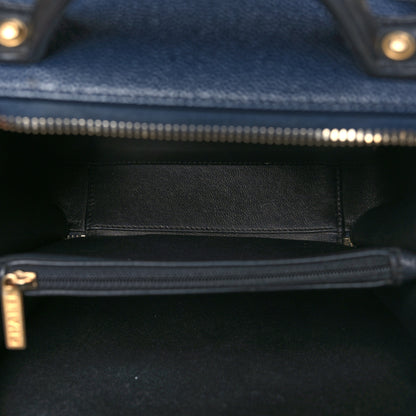 Chanel Caviar Quilted Medium CC Filigree Vanity Case Navy Black 5 of 10