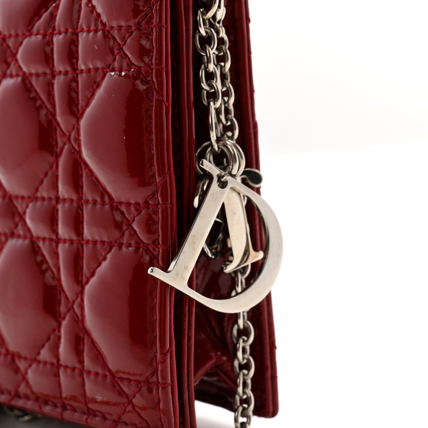 Christian Dior Patent Cannage Lady Dior Convertible Clutch Red 11 of 12