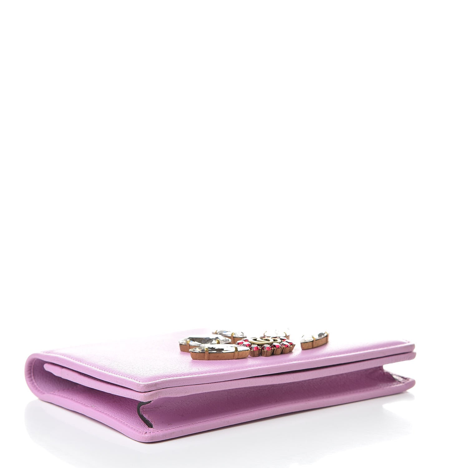 Gucci Calfskin Marquise Crystals Mini GG Chain Wallet Malva 4 of 10