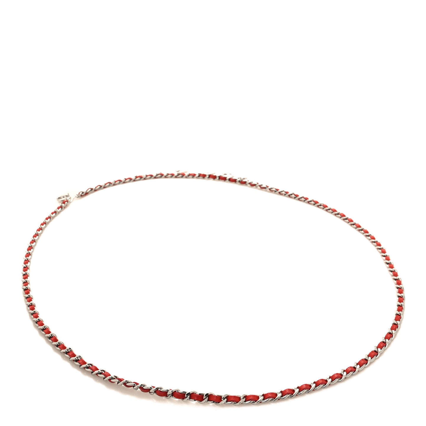 Lambskin Chain Logo Belt Red Silver