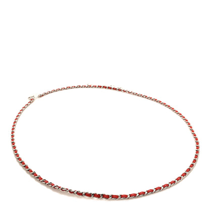 Chanel Lambskin Chain Logo Belt Red Silver 2 of 4