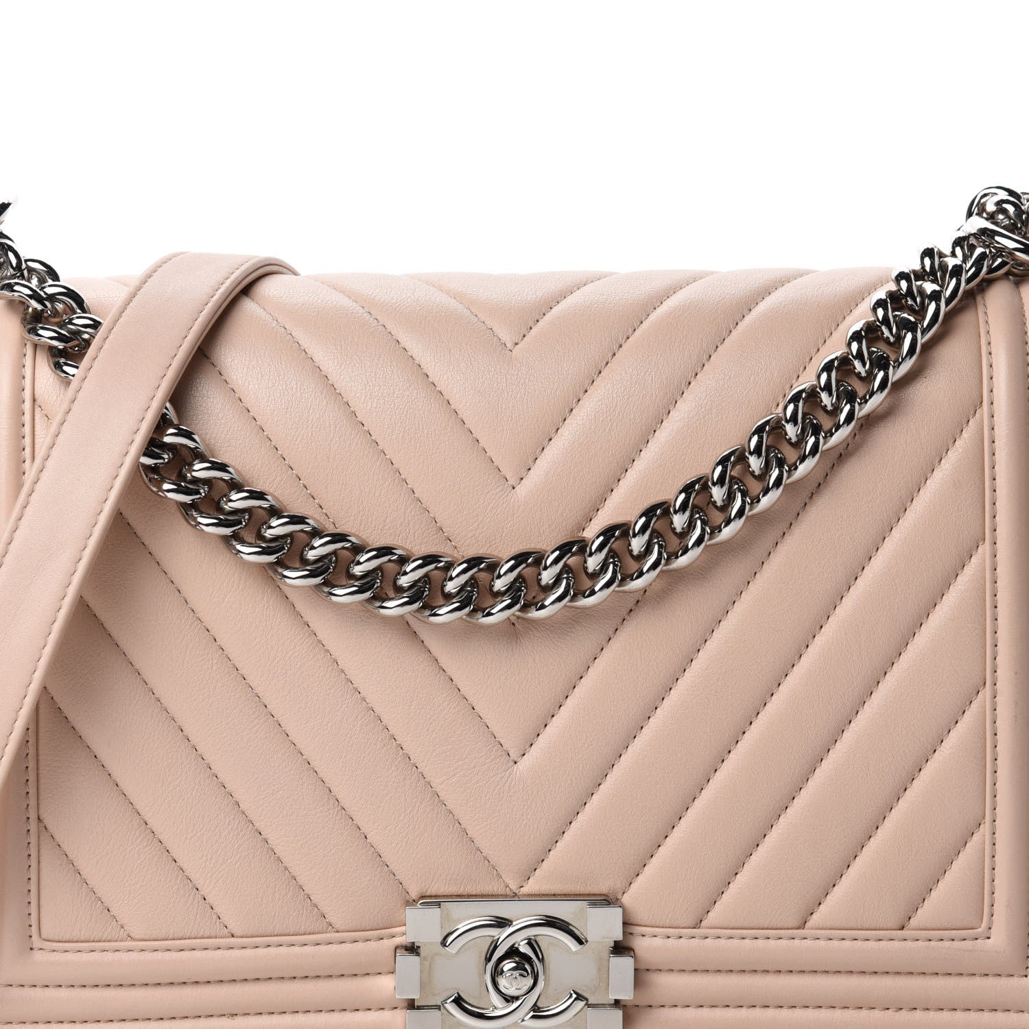 Chanel Calfskin Chevron Quilted New Medium Boy Flap Beige 11 of 11