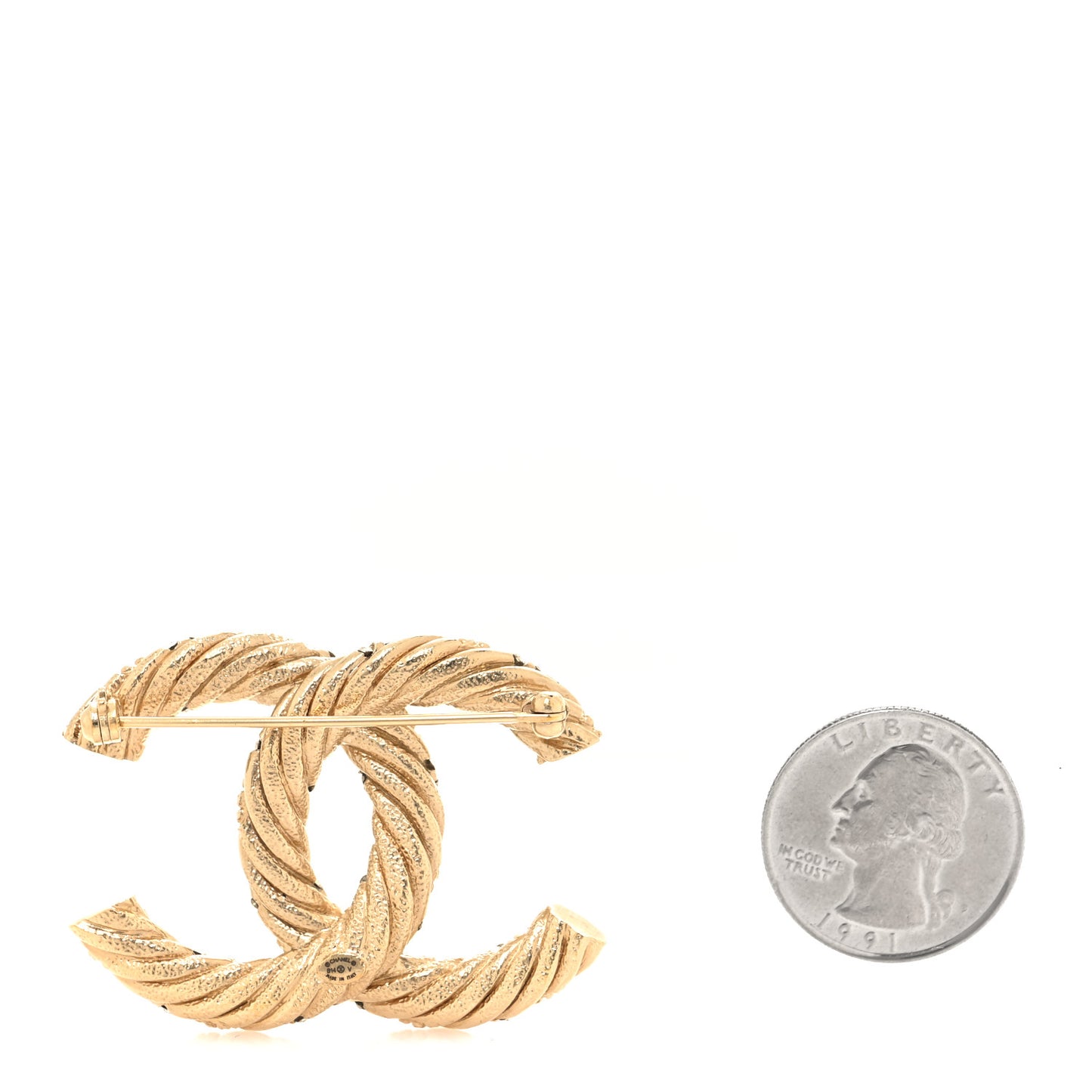 Crystal Twisted CC Brooch Light Gold
