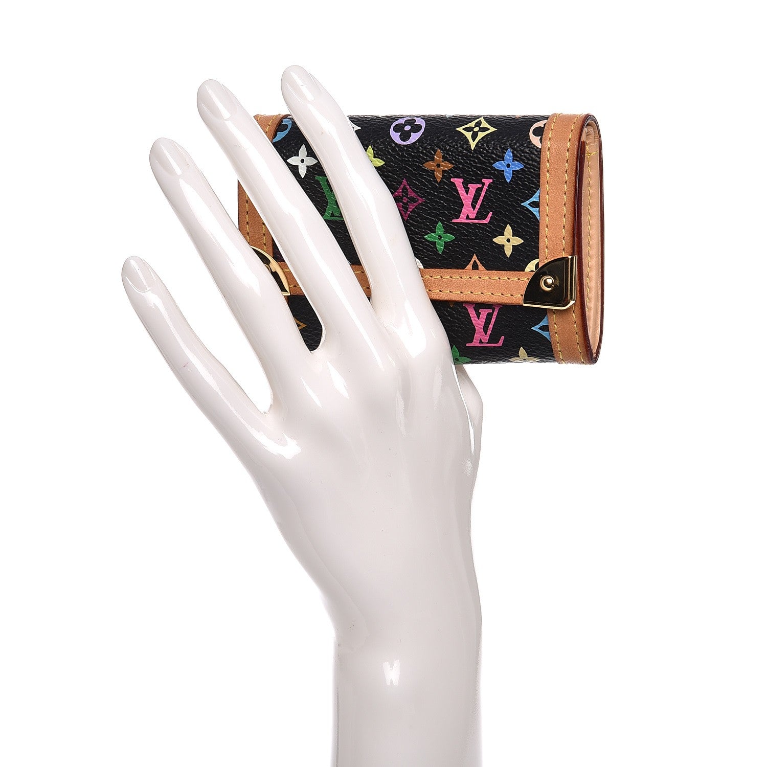 Louis Vuitton Monogram Multicolor Porte-Monnaie Plat Coin Purse Black 2 of 6