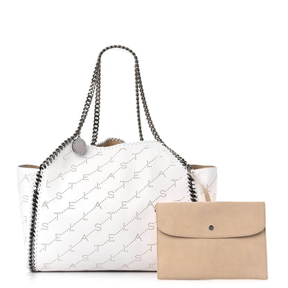 Stella McCartney Eco Alter Nappa Perforated Logo Falabella Reversible Tote Optical White 1 of 9