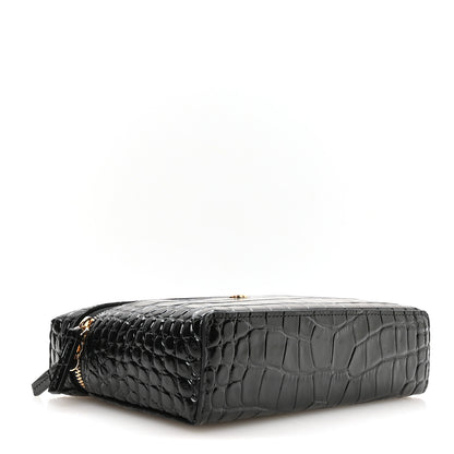 Chanel Calfskin Crocodile Embossed Crococo Exoticoco Vanity With Chain Black 4 of 11