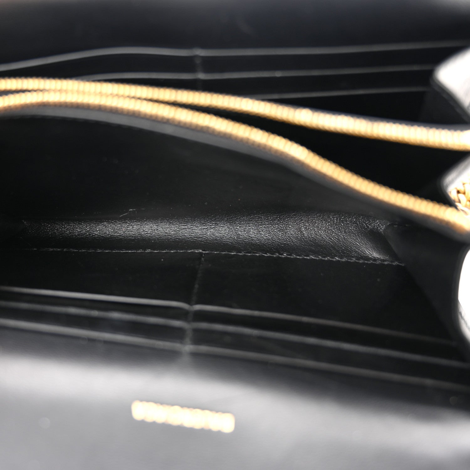 Balenciaga Shiny Calfskin Crocodile Embossed B Continental Chain Bag Black 5 of 10