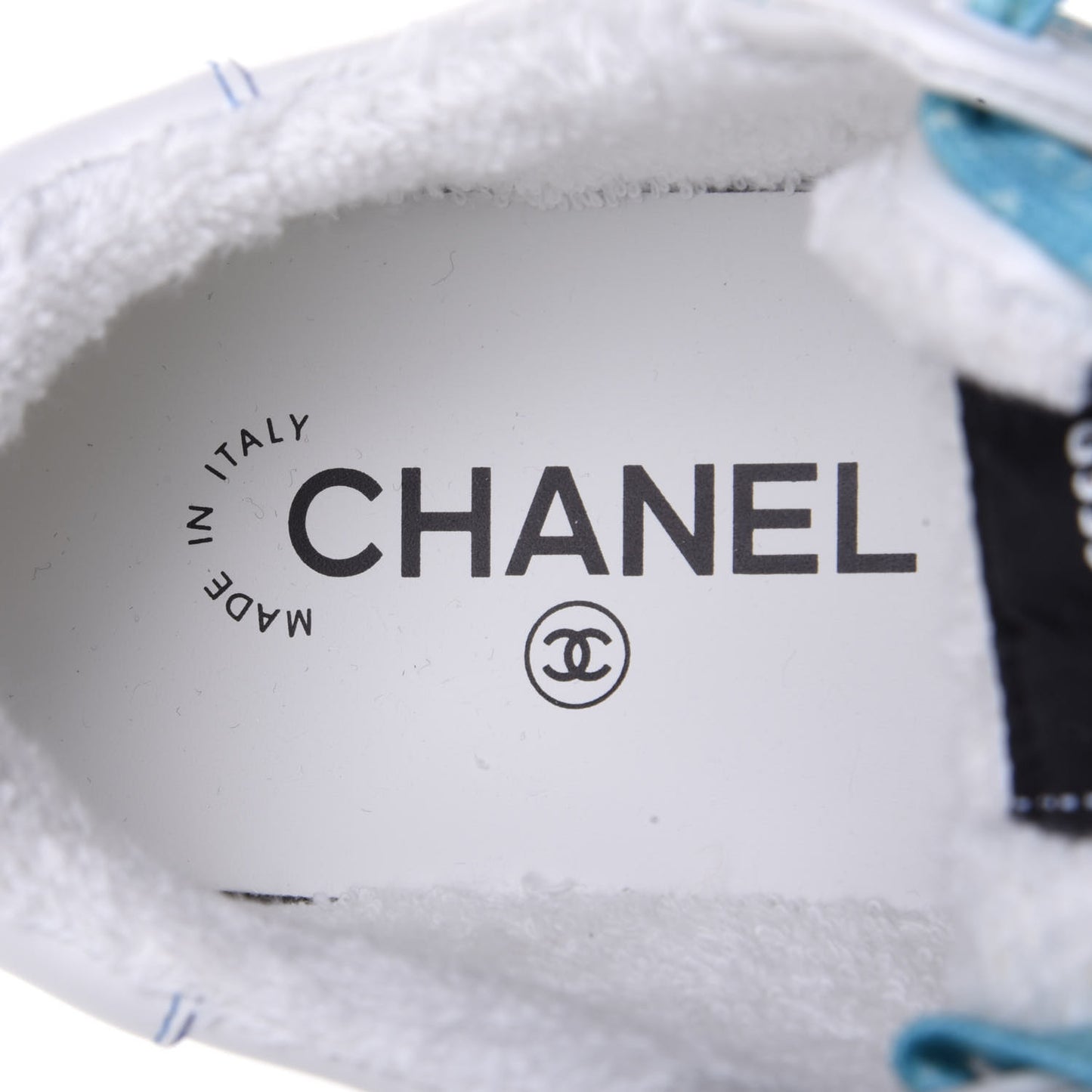 Calfskin Womens Logo Sneakers 37 White Blue