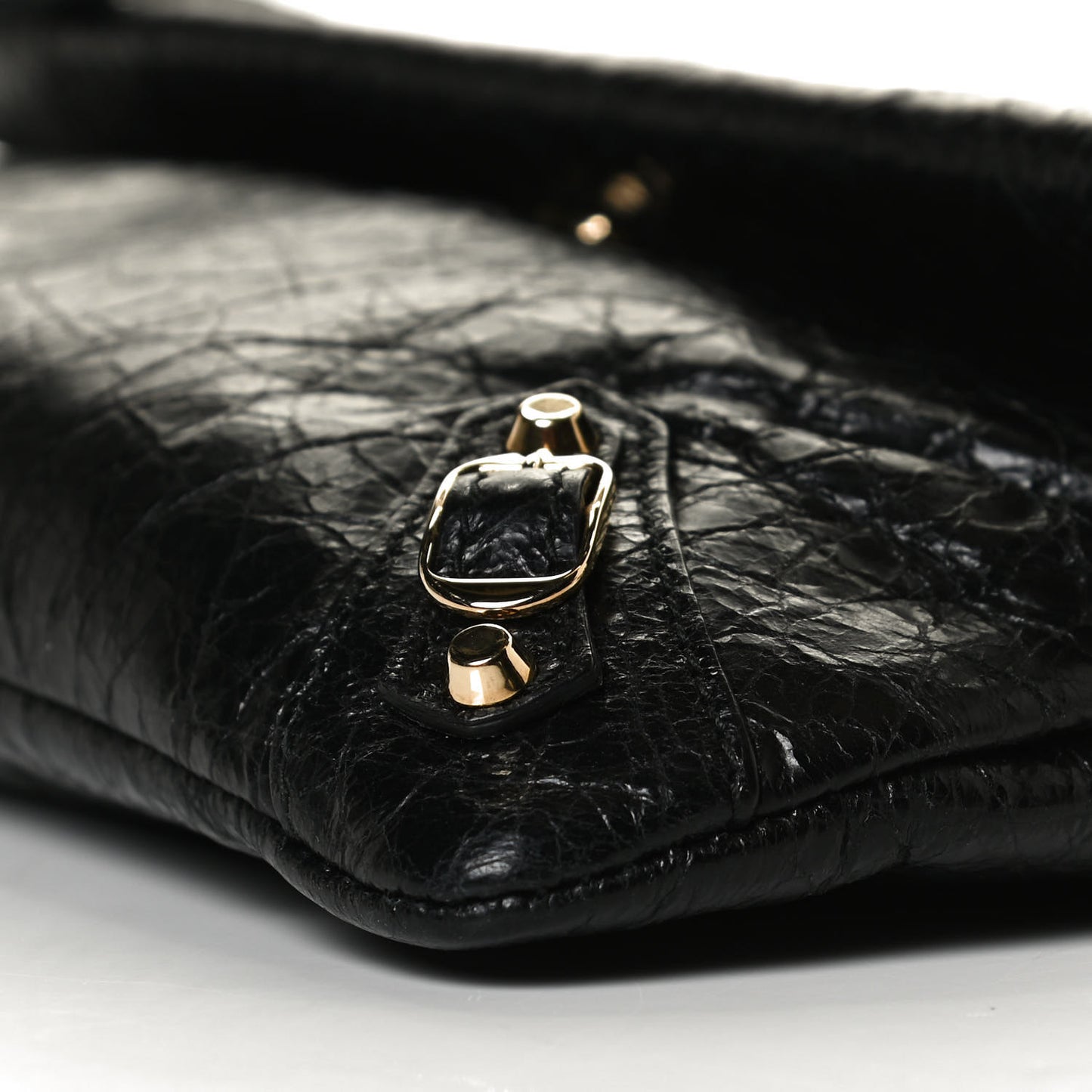 Agneau Classic Gold Hardware Mini Envelope Strap Clutch Black