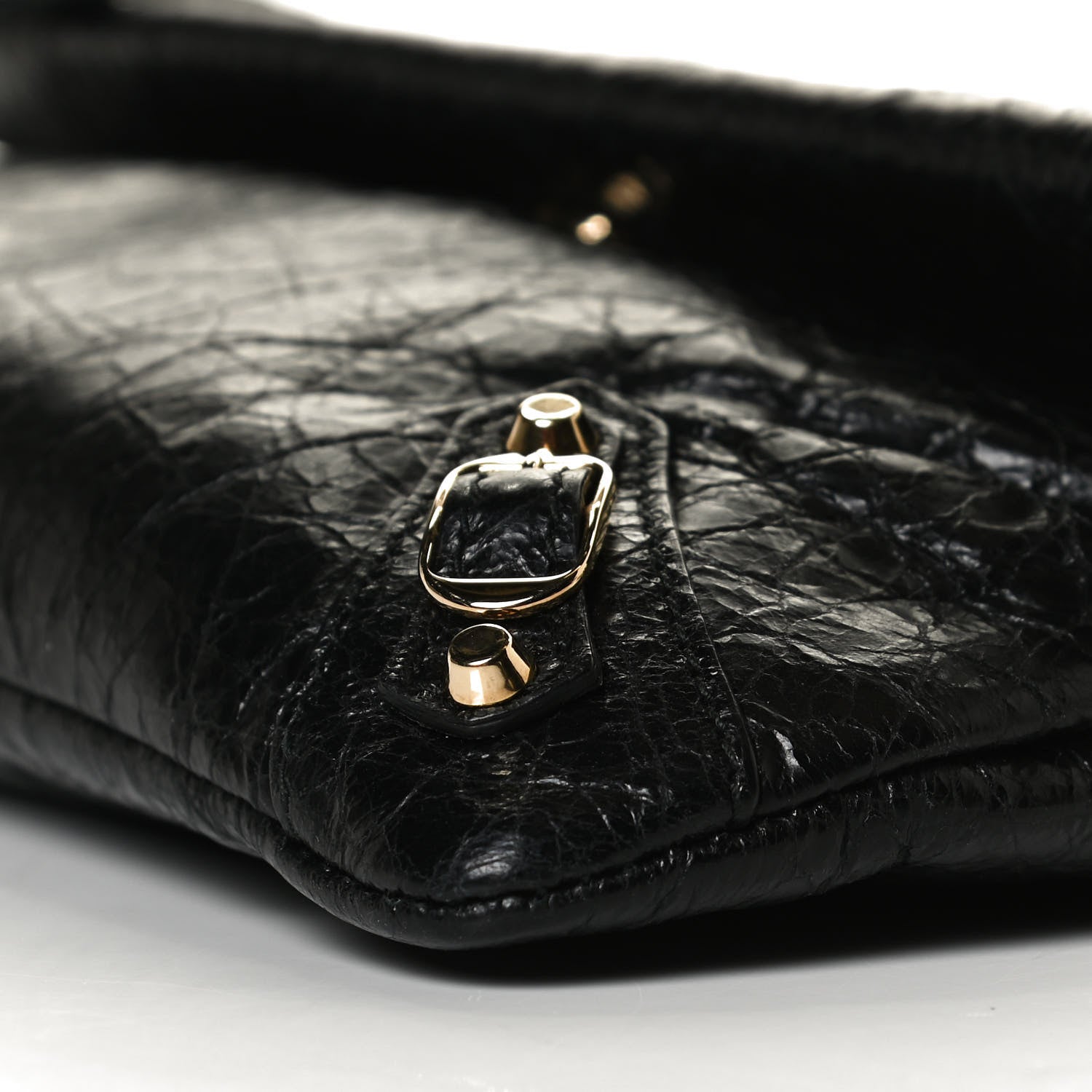 Balenciaga Agneau Classic Gold Hardware Mini Envelope Strap Clutch Black 10 of 12