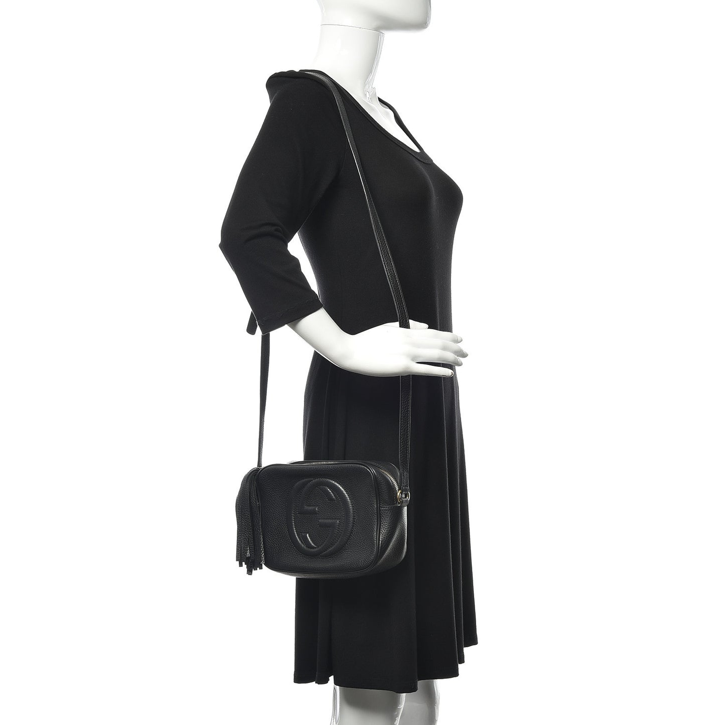 Pebbled Calfskin Small Soho Disco Bag Black